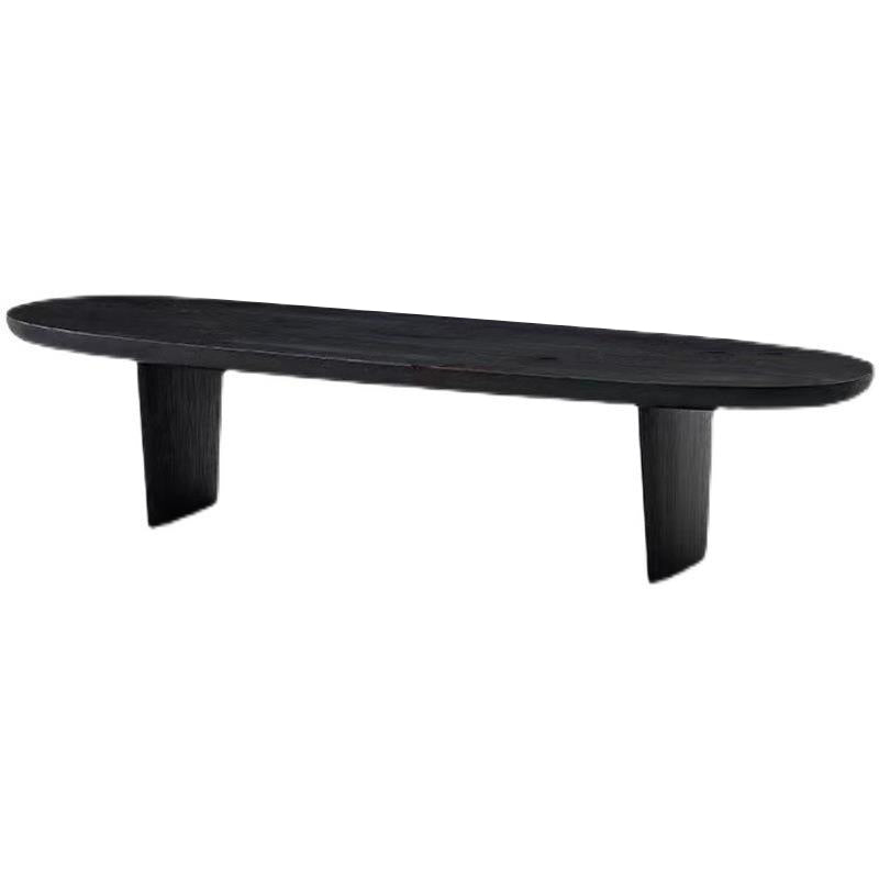 Scandinavian Oval Wood Coffee Table 15.75"H 2 Legs Cocktail Table Clearhalo 'Coffee & Accent Tables' 'Coffee Tables' 'coffee_tables' 'furn' 'furn_coffee_tables' 'Furniture' 'Living Room Furniture' 6480171