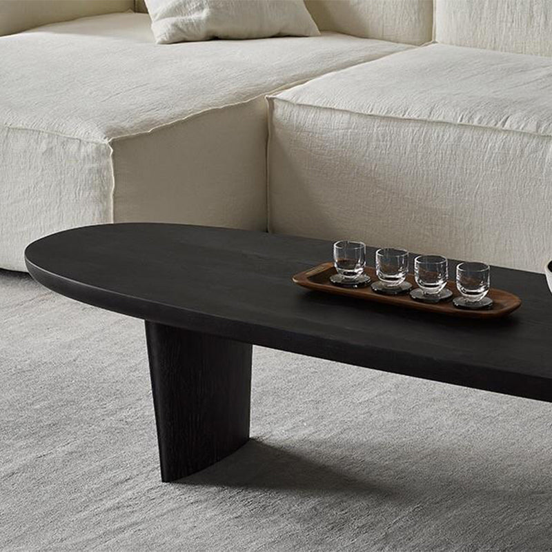 Scandinavian Oval Wood Coffee Table 15.75"H 2 Legs Cocktail Table Clearhalo 'Coffee & Accent Tables' 'Coffee Tables' 'coffee_tables' 'furn' 'furn_coffee_tables' 'Furniture' 'Living Room Furniture' 6480172