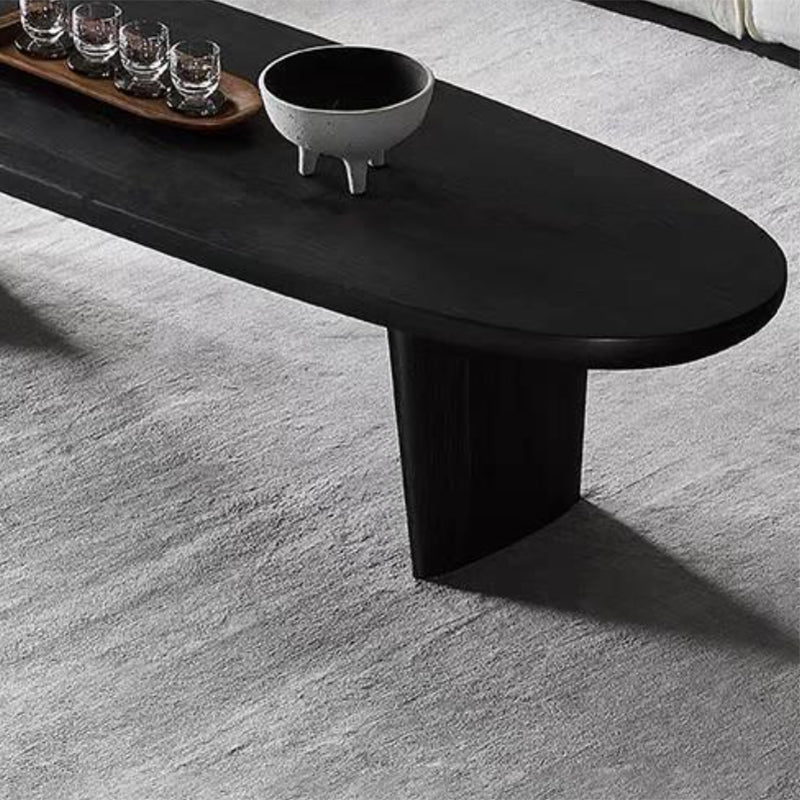 Scandinavian Oval Wood Coffee Table 15.75"H 2 Legs Cocktail Table Clearhalo 'Coffee & Accent Tables' 'Coffee Tables' 'coffee_tables' 'furn' 'furn_coffee_tables' 'Furniture' 'Living Room Furniture' 6480173