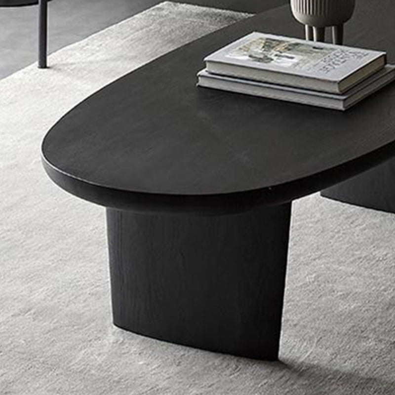 Scandinavian Oval Wood Coffee Table 15.75"H 2 Legs Cocktail Table Clearhalo 'Coffee & Accent Tables' 'Coffee Tables' 'coffee_tables' 'furn' 'furn_coffee_tables' 'Furniture' 'Living Room Furniture' 6480175