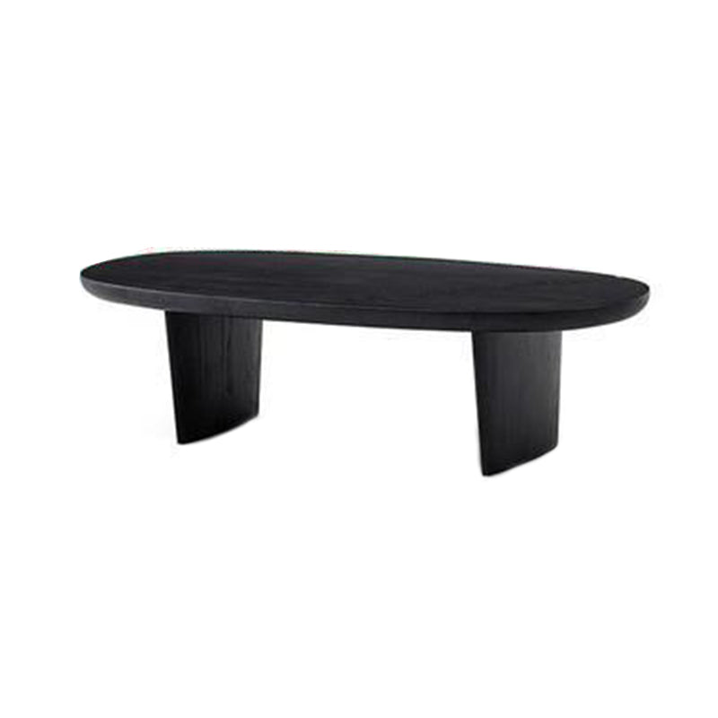 Scandinavian Oval Wood Coffee Table 15.75"H 2 Legs Cocktail Table Clearhalo 'Coffee & Accent Tables' 'Coffee Tables' 'coffee_tables' 'furn' 'furn_coffee_tables' 'Furniture' 'Living Room Furniture' 6480176