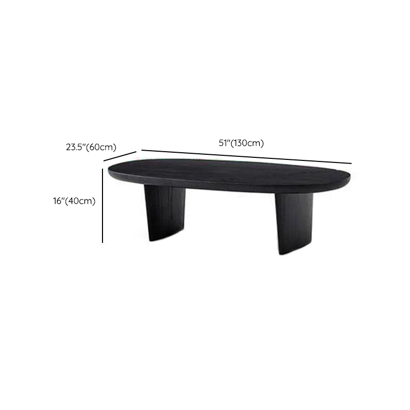 Scandinavian Oval Wood Coffee Table 15.75"H 2 Legs Cocktail Table Clearhalo 'Coffee & Accent Tables' 'Coffee Tables' 'coffee_tables' 'furn' 'furn_coffee_tables' 'Furniture' 'Living Room Furniture' 6480178