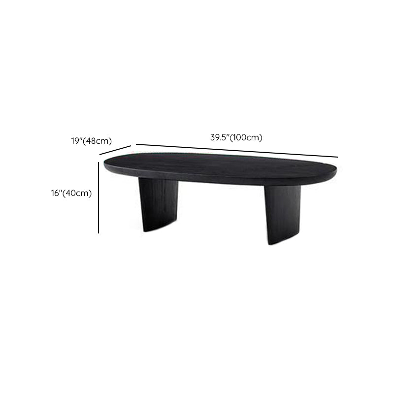 Scandinavian Oval Wood Coffee Table 15.75"H 2 Legs Cocktail Table Clearhalo 'Coffee & Accent Tables' 'Coffee Tables' 'coffee_tables' 'furn' 'furn_coffee_tables' 'Furniture' 'Living Room Furniture' 6480179