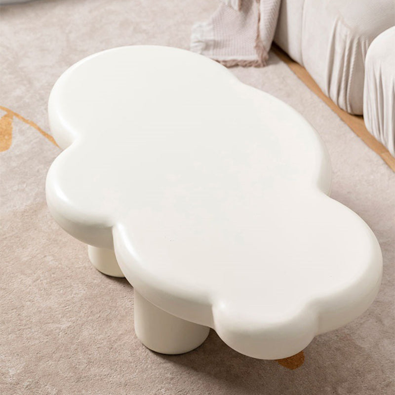 Scandinavian Cream Irregular 4 Legs Coffee Cocktail Table - 13.8" H Clearhalo 'Coffee & Accent Tables' 'Coffee Tables' 'coffee_tables' 'furn' 'furn_coffee_tables' 'Furniture' 'Living Room Furniture' 6480191