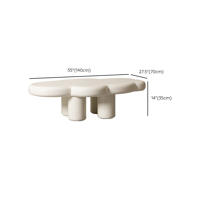 Scandinavian Cream Irregular 4 Legs Coffee Cocktail Table - 13.8" H Clearhalo 'Coffee & Accent Tables' 'Coffee Tables' 'coffee_tables' 'furn' 'furn_coffee_tables' 'Furniture' 'Living Room Furniture' 6480195