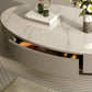 Table basse ovale en ardoise, table de cocktail avec tiroir