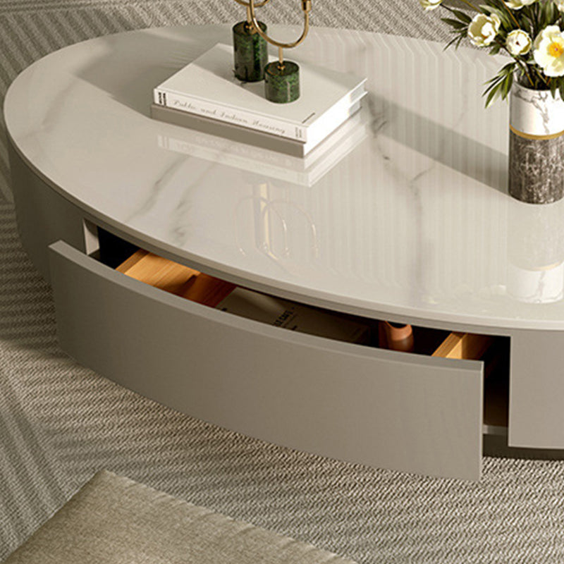 Table basse ovale en ardoise, table de cocktail avec tiroir
