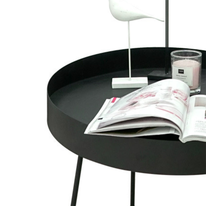 Mid-Century Modern Coffee Table with 4 Legs and Iron Round Top Clearhalo 'Coffee & Accent Tables' 'Coffee Tables' 'coffee_tables' 'furn' 'furn_coffee_tables' 'Furniture' 'Living Room Furniture' 6480234