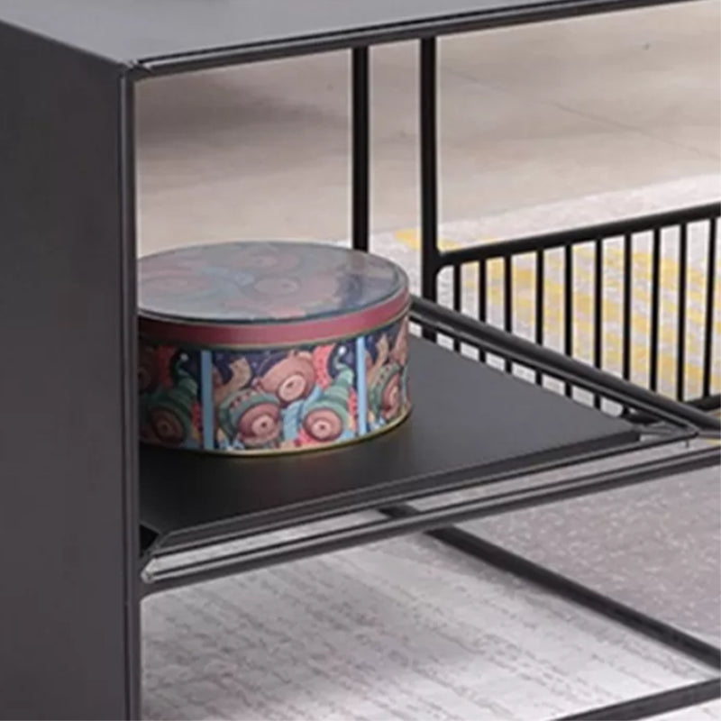 Frame 2 Nesting Square Coffee Table Set Black Iron Cocktail Table with Storage Shelf Clearhalo 'Coffee & Accent Tables' 'Coffee Tables' 'coffee_tables' 'furn' 'furn_coffee_tables' 'Furniture' 'Living Room Furniture' 6480293