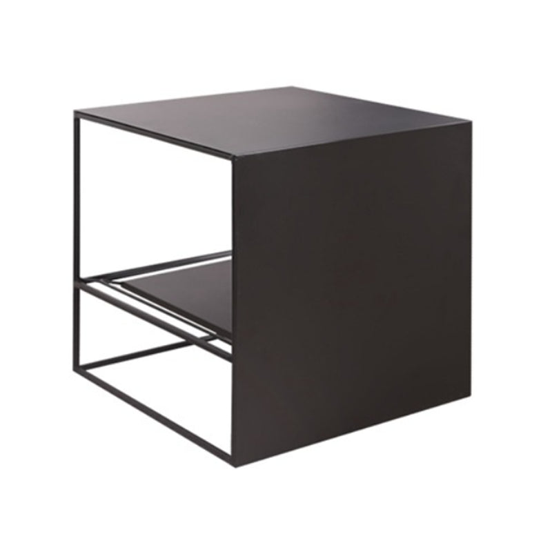 Frame 2 Nesting Square Coffee Table Set Black Iron Cocktail Table with Storage Shelf 16"L x 16"W x 16"H Black Clearhalo 'Coffee & Accent Tables' 'Coffee Tables' 'coffee_tables' 'furn' 'furn_coffee_tables' 'Furniture' 'Living Room Furniture' 6480296