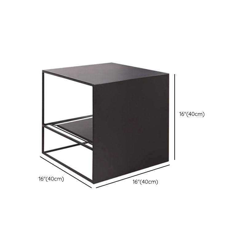 Frame 2 Nesting Square Coffee Table Set Black Iron Cocktail Table with Storage Shelf Clearhalo 'Coffee & Accent Tables' 'Coffee Tables' 'coffee_tables' 'furn' 'furn_coffee_tables' 'Furniture' 'Living Room Furniture' 6480298