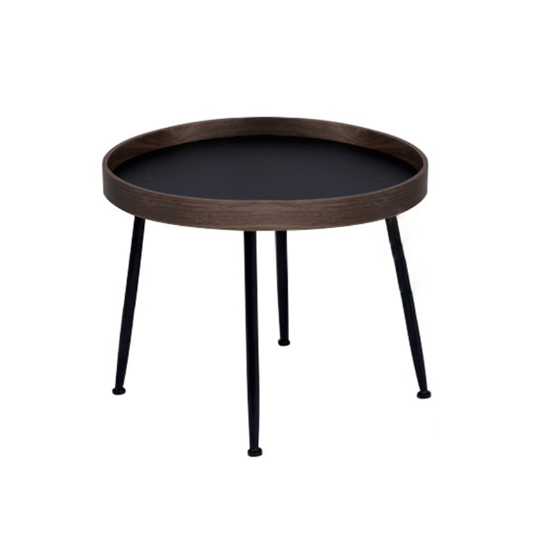 Round Wooden Coffee Table Black Tray Top Cocktail Table with 4 Legs 20"L x 20"W x 14"H Clearhalo 'Coffee & Accent Tables' 'Coffee Tables' 'coffee_tables' 'furn' 'furn_coffee_tables' 'Furniture' 'Living Room Furniture' 6480305