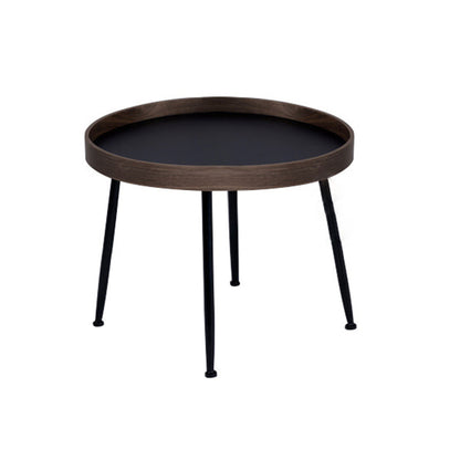 Round Wooden Coffee Table Black Tray Top Cocktail Table with 4 Legs 20"L x 20"W x 14"H Clearhalo 'Coffee & Accent Tables' 'Coffee Tables' 'coffee_tables' 'furn' 'furn_coffee_tables' 'Furniture' 'Living Room Furniture' 6480305