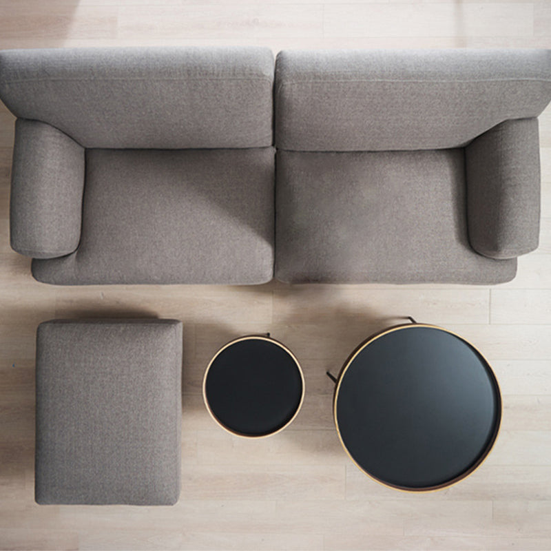 Round Wooden Coffee Table Black Tray Top Cocktail Table with 4 Legs Clearhalo 'Coffee & Accent Tables' 'Coffee Tables' 'coffee_tables' 'furn' 'furn_coffee_tables' 'Furniture' 'Living Room Furniture' 6480309