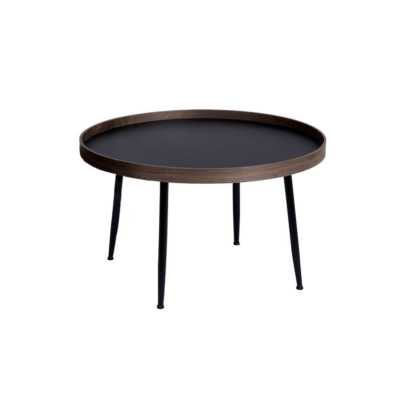 Round Wooden Coffee Table Black Tray Top Cocktail Table with 4 Legs Clearhalo 'Coffee & Accent Tables' 'Coffee Tables' 'coffee_tables' 'furn' 'furn_coffee_tables' 'Furniture' 'Living Room Furniture' 6480310