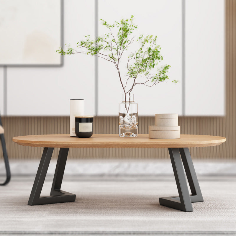 Nordic Solid Wood Elliptical Coffee Cocktail Table with 2 Legs Clearhalo 'Coffee & Accent Tables' 'Coffee Tables' 'coffee_tables' 'furn' 'furn_coffee_tables' 'Furniture' 'Living Room Furniture' 6480318