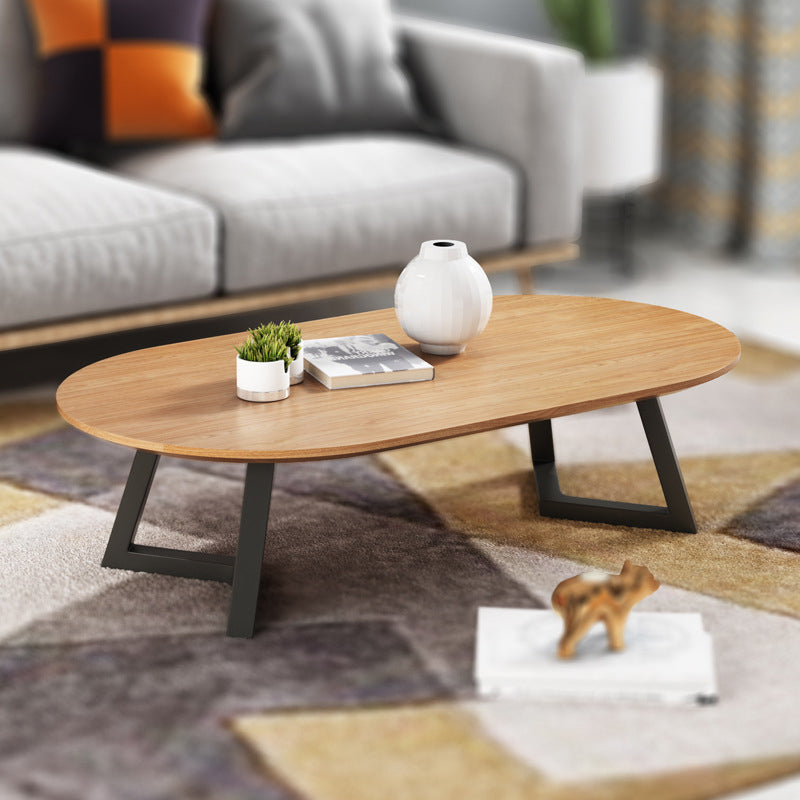 Nordic Solid Wood Elliptical Coffee Cocktail Table with 2 Legs Clearhalo 'Coffee & Accent Tables' 'Coffee Tables' 'coffee_tables' 'furn' 'furn_coffee_tables' 'Furniture' 'Living Room Furniture' 6480319