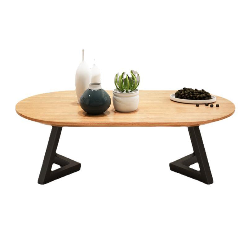 Nordic Solid Wood Elliptical Coffee Cocktail Table with 2 Legs Clearhalo 'Coffee & Accent Tables' 'Coffee Tables' 'coffee_tables' 'furn' 'furn_coffee_tables' 'Furniture' 'Living Room Furniture' 6480321