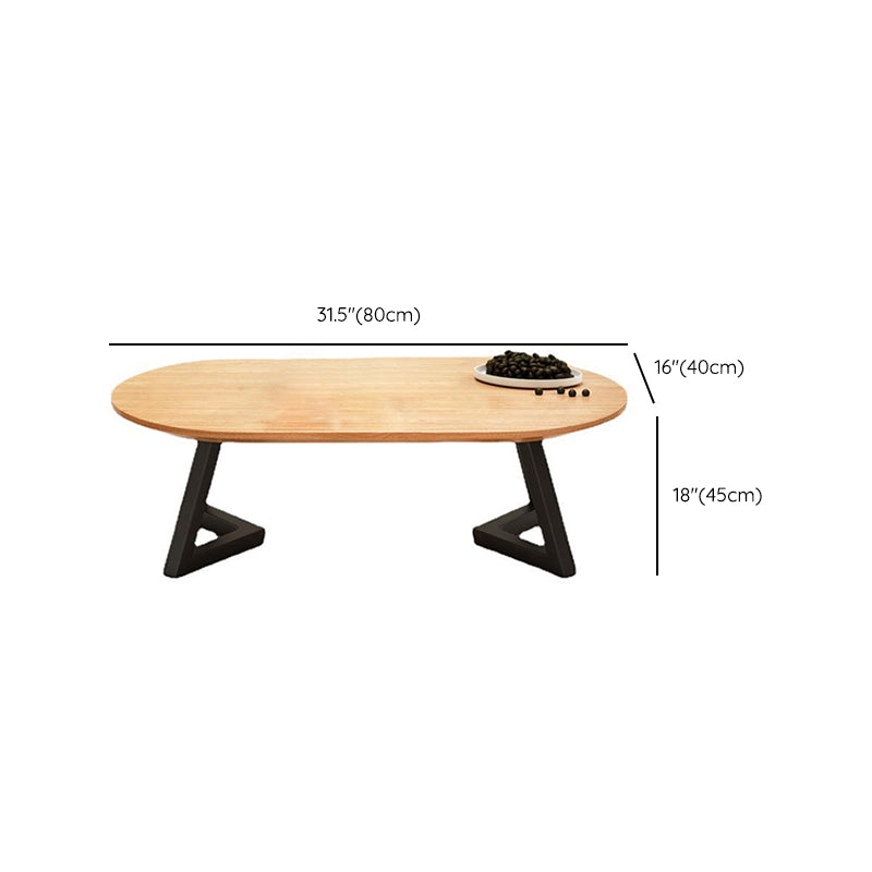 Nordic Solid Wood Elliptical Coffee Cocktail Table with 2 Legs Clearhalo 'Coffee & Accent Tables' 'Coffee Tables' 'coffee_tables' 'furn' 'furn_coffee_tables' 'Furniture' 'Living Room Furniture' 6480329