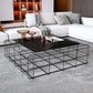 Mid-Century Modern Coffee Table Black Iron Frame Coffee Cocktail Table Clearhalo 'Coffee & Accent Tables' 'Coffee Tables' 'coffee_tables' 'furn' 'furn_coffee_tables' 'Furniture' 'Living Room Furniture' 6480334