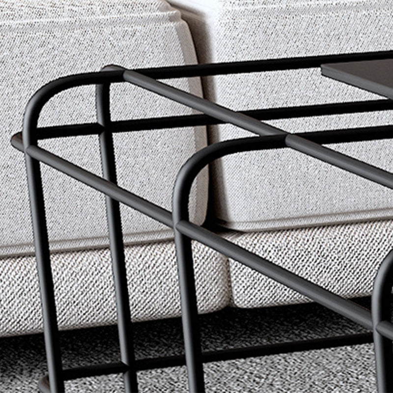 Mid-Century Modern Coffee Table Black Iron Frame Coffee Cocktail Table Clearhalo 'Coffee & Accent Tables' 'Coffee Tables' 'coffee_tables' 'furn' 'furn_coffee_tables' 'Furniture' 'Living Room Furniture' 6480336