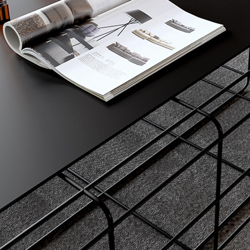 Mid-Century Modern Coffee Table Black Iron Frame Coffee Cocktail Table Clearhalo 'Coffee & Accent Tables' 'Coffee Tables' 'coffee_tables' 'furn' 'furn_coffee_tables' 'Furniture' 'Living Room Furniture' 6480338