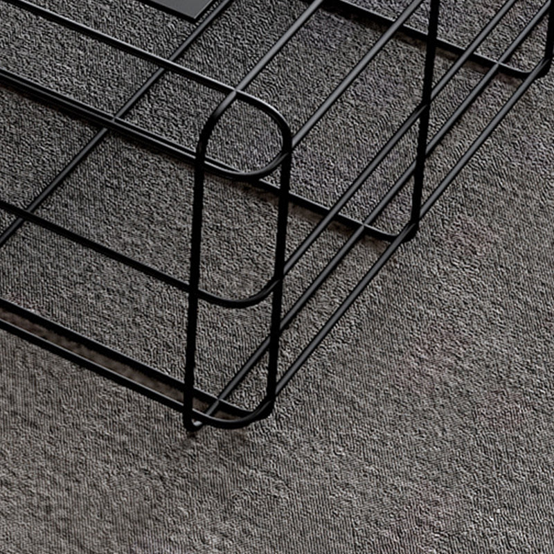 Mid-Century Modern Coffee Table Black Iron Frame Coffee Cocktail Table Clearhalo 'Coffee & Accent Tables' 'Coffee Tables' 'coffee_tables' 'furn' 'furn_coffee_tables' 'Furniture' 'Living Room Furniture' 6480339
