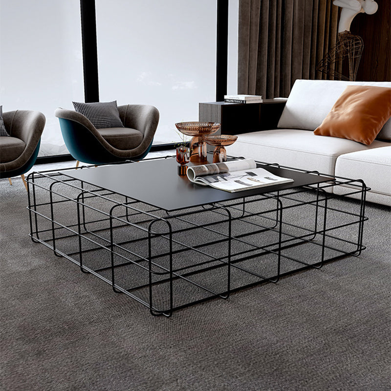 Mid-Century Modern Coffee Table Black Iron Frame Coffee Cocktail Table Clearhalo 'Coffee & Accent Tables' 'Coffee Tables' 'coffee_tables' 'furn' 'furn_coffee_tables' 'Furniture' 'Living Room Furniture' 6480340