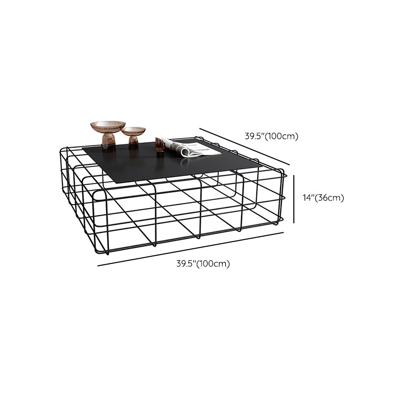Mid-Century Modern Coffee Table Black Iron Frame Coffee Cocktail Table Clearhalo 'Coffee & Accent Tables' 'Coffee Tables' 'coffee_tables' 'furn' 'furn_coffee_tables' 'Furniture' 'Living Room Furniture' 6480342