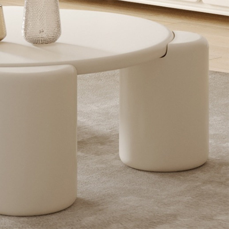 Contemporary Round Beige Coffee Table with 4 Legs Wooden Coffee Table Clearhalo 'Coffee & Accent Tables' 'Coffee Tables' 'coffee_tables' 'furn' 'furn_coffee_tables' 'Furniture' 'Living Room Furniture' 6480350