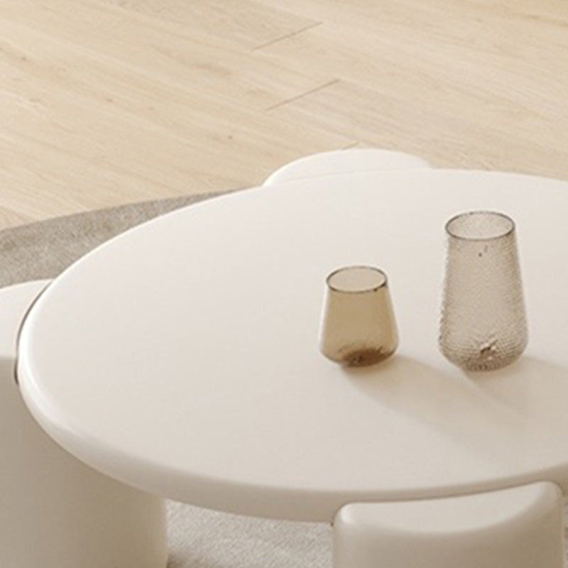 Contemporary Round Beige Coffee Table with 4 Legs Wooden Coffee Table Clearhalo 'Coffee & Accent Tables' 'Coffee Tables' 'coffee_tables' 'furn' 'furn_coffee_tables' 'Furniture' 'Living Room Furniture' 6480351