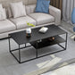 Table de cocktail rectangulaire en fer avec étagère, table basse avec cadre en H de 19,7 po, noir