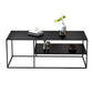Table de cocktail rectangulaire en fer avec étagère, table basse avec cadre en H de 19,7 po, noir