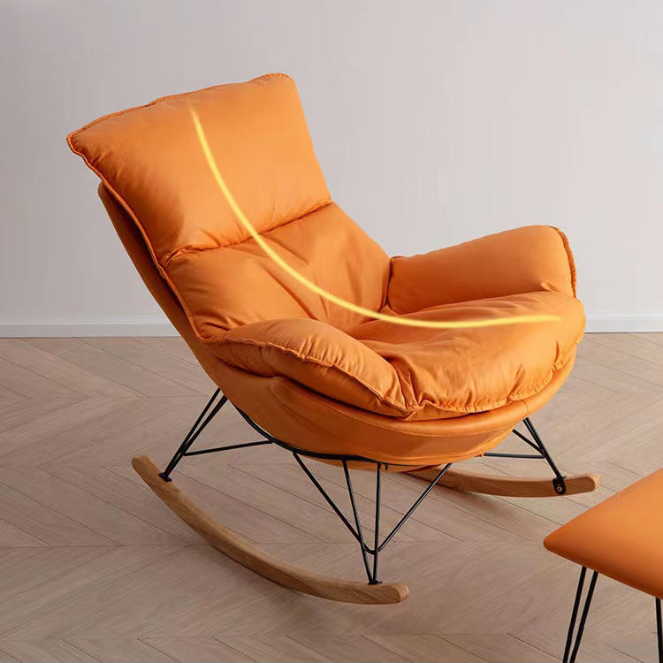 Silla de cuero de mecedora moderna de cuero de cuero con otomana con otomana