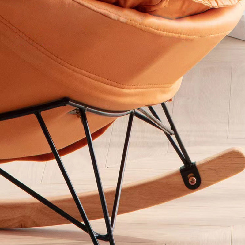 Silla de cuero de mecedora moderna de cuero de cuero con otomana con otomana