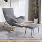 Modern Glider Upholstered Chair Tufted Cushions Rocking Accent Chair Rocking Chair with Ottomans Gray Houndstooth Clearhalo 'Chairs & Seating' 'furn' 'furn_rocking_chairs' 'Furniture' 'Living Room Furniture' 'Rocking Chairs' 'rocking_chairs' 6483292