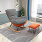 Modern Glider Upholstered Chair Tufted Cushions Rocking Accent Chair Rocking Chair with Ottomans Orange Houndstooth Clearhalo 'Chairs & Seating' 'furn' 'furn_rocking_chairs' 'Furniture' 'Living Room Furniture' 'Rocking Chairs' 'rocking_chairs' 6483297
