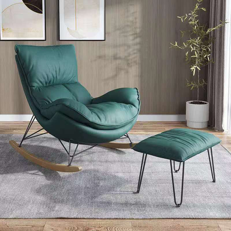 Modern Glider Upholstered Chair Tufted Cushions Rocking Accent Chair Rocking Chair with Ottomans Green Clearhalo 'Chairs & Seating' 'furn' 'furn_rocking_chairs' 'Furniture' 'Living Room Furniture' 'Rocking Chairs' 'rocking_chairs' 6483299