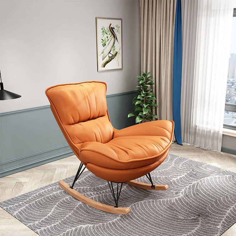 Modern Glider Upholstered Chair Tufted Cushions Rocking Accent Chair Rocking Chair Orange Clearhalo 'Chairs & Seating' 'furn' 'furn_rocking_chairs' 'Furniture' 'Living Room Furniture' 'Rocking Chairs' 'rocking_chairs' 6483305