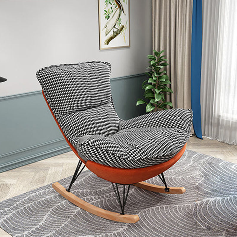 Modern Glider Upholstered Chair Tufted Cushions Rocking Accent Chair Rocking Chair Orange Houndstooth Clearhalo 'Chairs & Seating' 'furn' 'furn_rocking_chairs' 'Furniture' 'Living Room Furniture' 'Rocking Chairs' 'rocking_chairs' 6483308