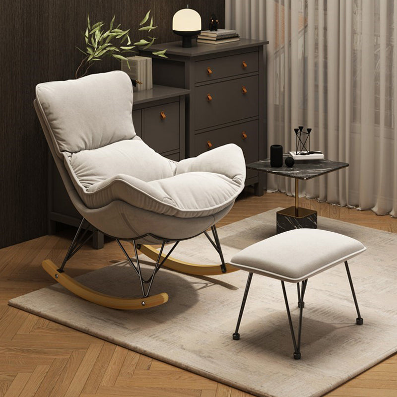 Modern Upholstered Rocker Chair Metal Frame Spindle Rocker Chair with Ottoman Clearhalo 'Chairs & Seating' 'furn' 'furn_rocking_chairs' 'Furniture' 'Living Room Furniture' 'Rocking Chairs' 'rocking_chairs' 6483341