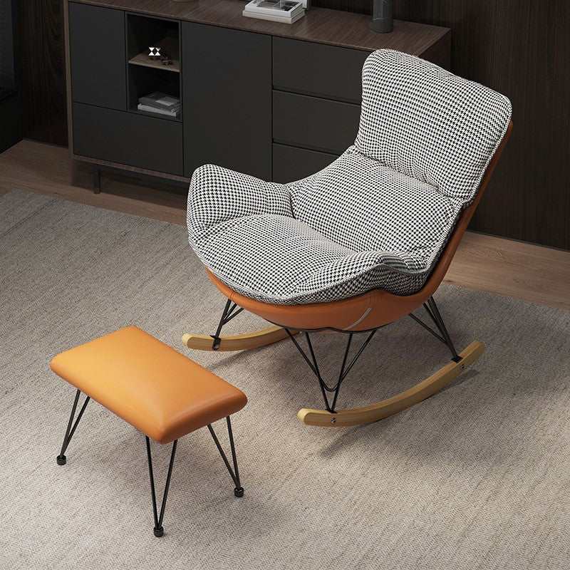Modern Upholstered Rocker Chair Metal Frame Spindle Rocker Chair with Ottoman Clearhalo 'Chairs & Seating' 'furn' 'furn_rocking_chairs' 'Furniture' 'Living Room Furniture' 'Rocking Chairs' 'rocking_chairs' 6483344