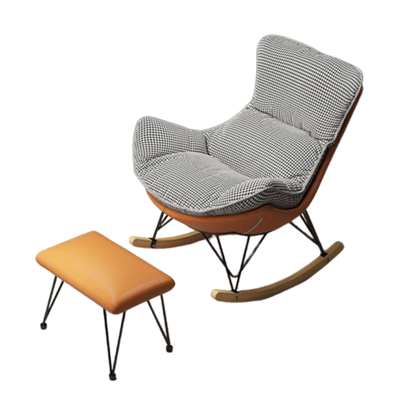 Modern Upholstered Rocker Chair Metal Frame Spindle Rocker Chair with Ottoman Clearhalo 'Chairs & Seating' 'furn' 'furn_rocking_chairs' 'Furniture' 'Living Room Furniture' 'Rocking Chairs' 'rocking_chairs' 6483350