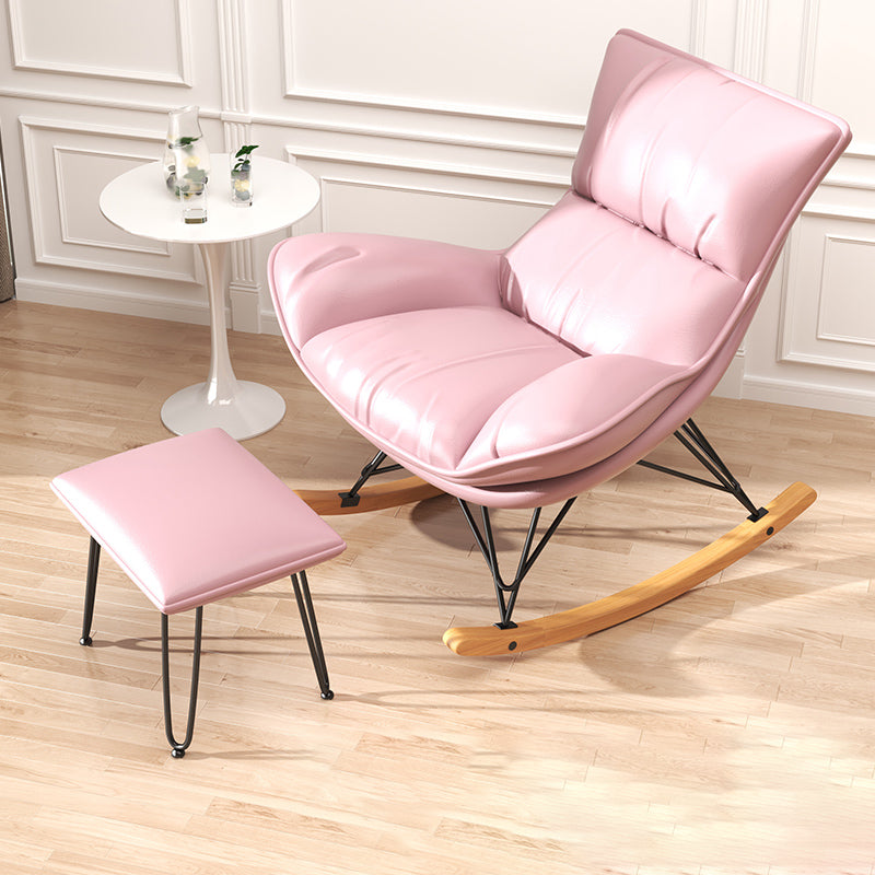 Chaise de rocker rembourrée rembourrée contemporaine chaise de bascule de broche à cadre de cadre en métal avec ottoman