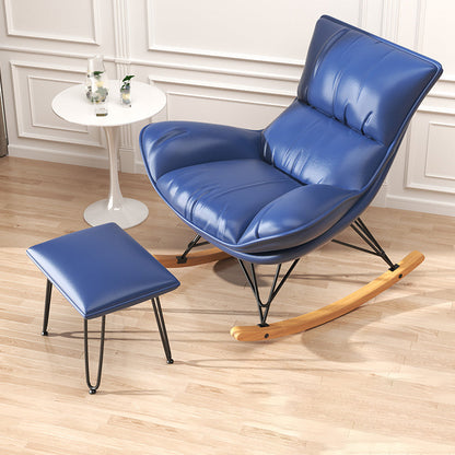 Chaise de rocker rembourrée rembourrée contemporaine chaise de bascule de broche à cadre de cadre en métal avec ottoman