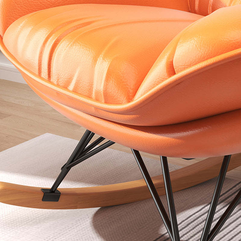 Chaise de rocker rembourrée rembourrée contemporaine chaise de bascule de broche à cadre de cadre en métal avec ottoman