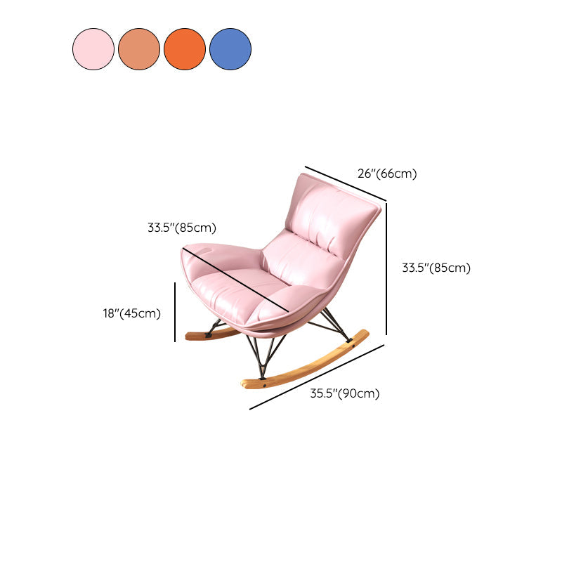 Chaise de rocker rembourrée rembourrée contemporaine chaise de bascule de broche à cadre de cadre en métal avec ottoman