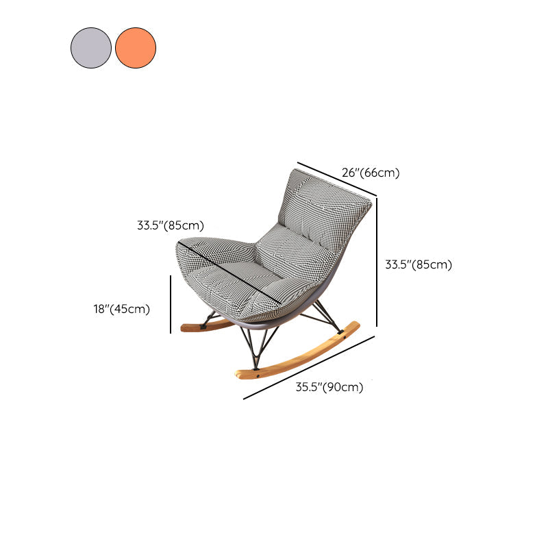 Chaise de rocker rembourrée rembourrée contemporaine chaise de bascule de broche à cadre de cadre en métal avec ottoman