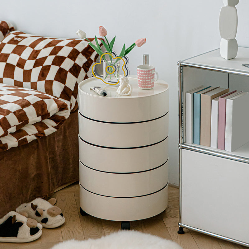 5 estantes Mesa nocturna contemporánea Redonda de noche, 27.6 "de alto