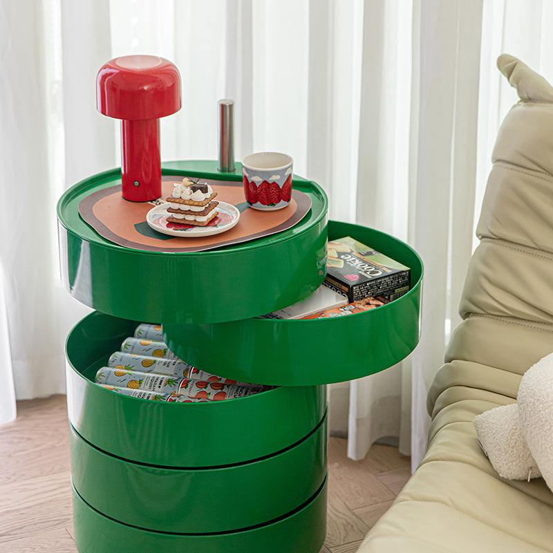 5 estantes Mesa nocturna contemporánea Redonda de noche, 27.6 "de alto